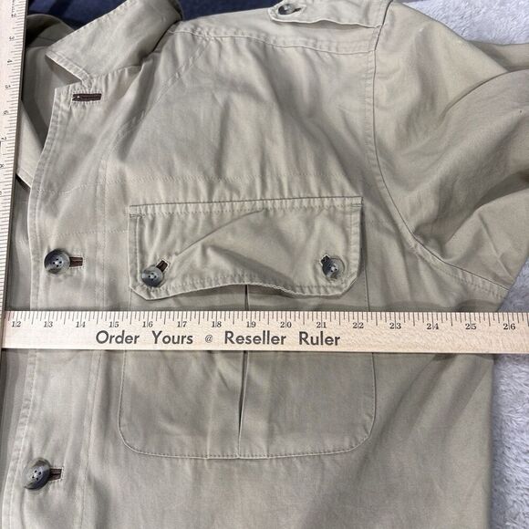 TravelSmith Vintage Khaki Utility Jacket Trench Coat Chore Coat XL Style 8728 - Picture 8 of 10